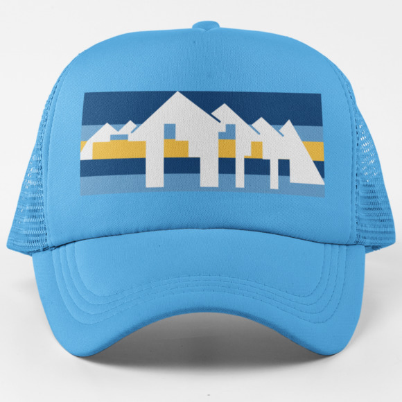 NEW Denver Nuggets Skyline Redux Foam Trucker Mesh Snapback Hat LIGHT BLUE - Picture 1 of 2